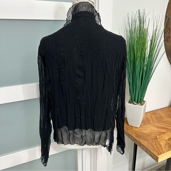 Unique Bleu Blanc Rouge Sheer Blk Top EU 46 US Large Asymmetric Whimsigoth Vamp - Picture 7 of 7